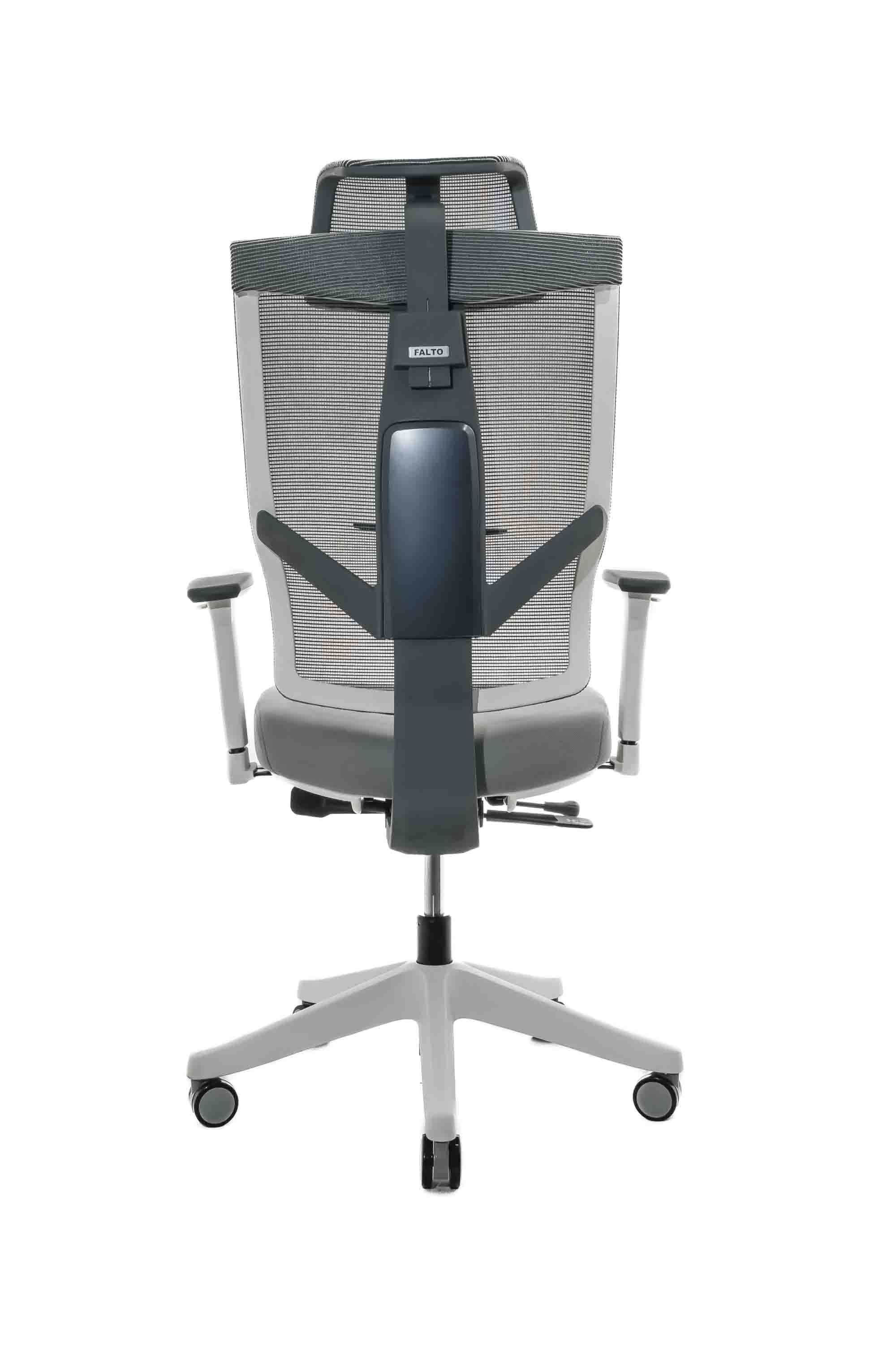 Эргономичное кресло Falto HOSHI Fabric (каркас белый, сидение ткань WT-855 серый, сетка KW-03 серый)