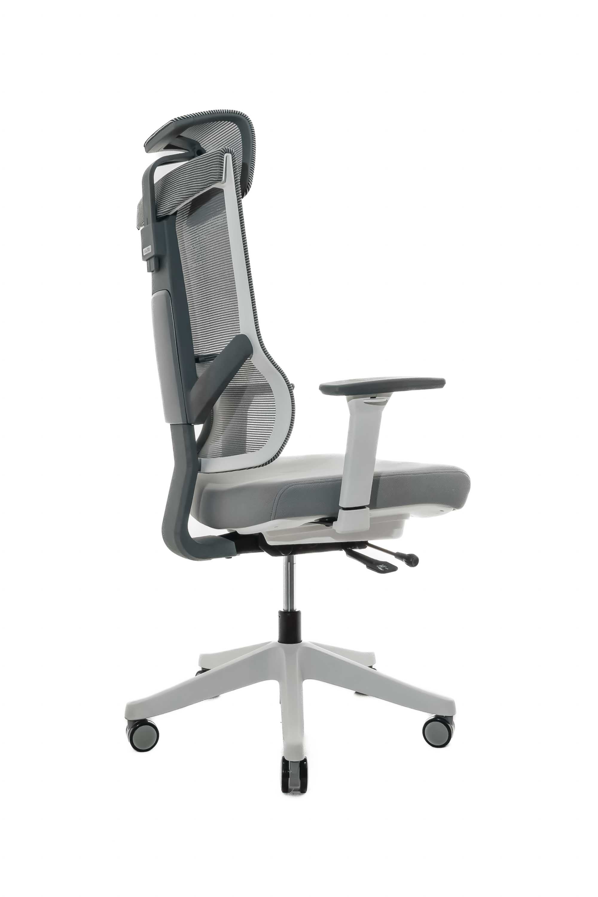 Эргономичное кресло Falto HOSHI Fabric (каркас белый, сидение ткань WT-855 серый, сетка KW-03 серый)