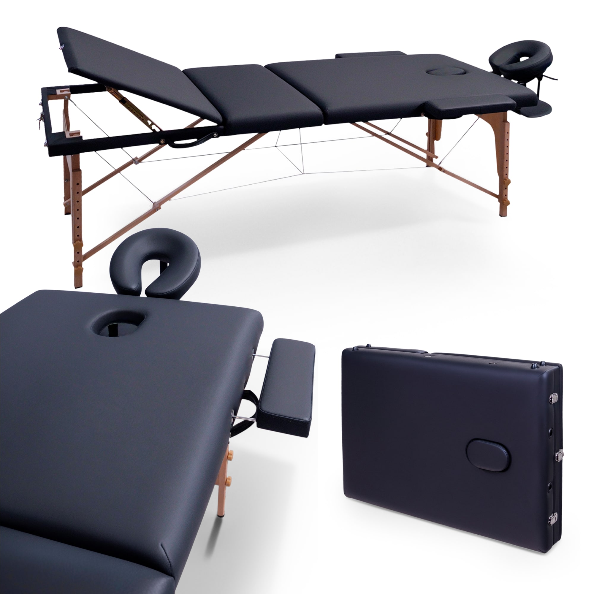 Складной массажный стол Unix  Standard 3 Section Black