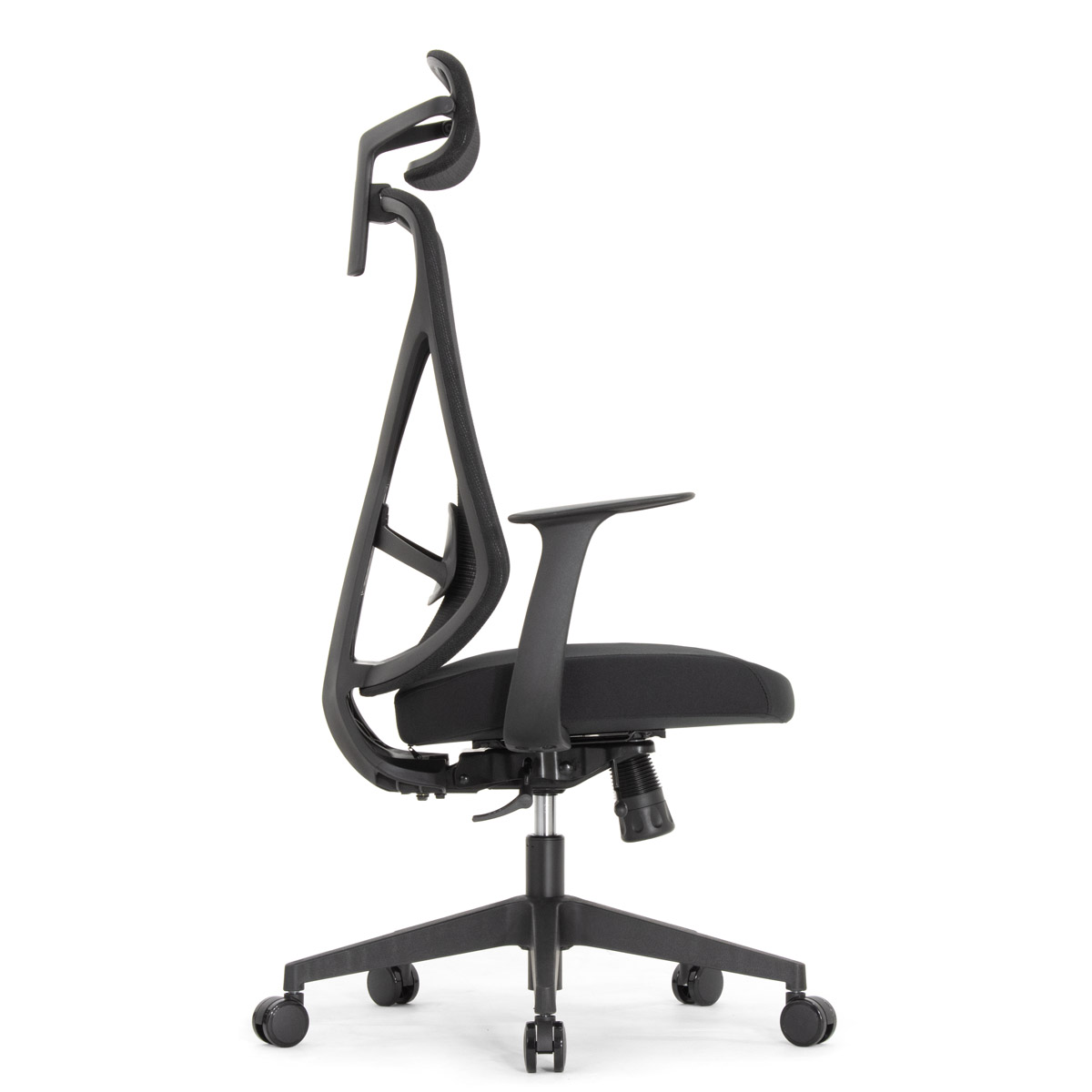 Эргономичное кресло Falto Kuraj (поясничный упор, сетка, ткань, чёрный)