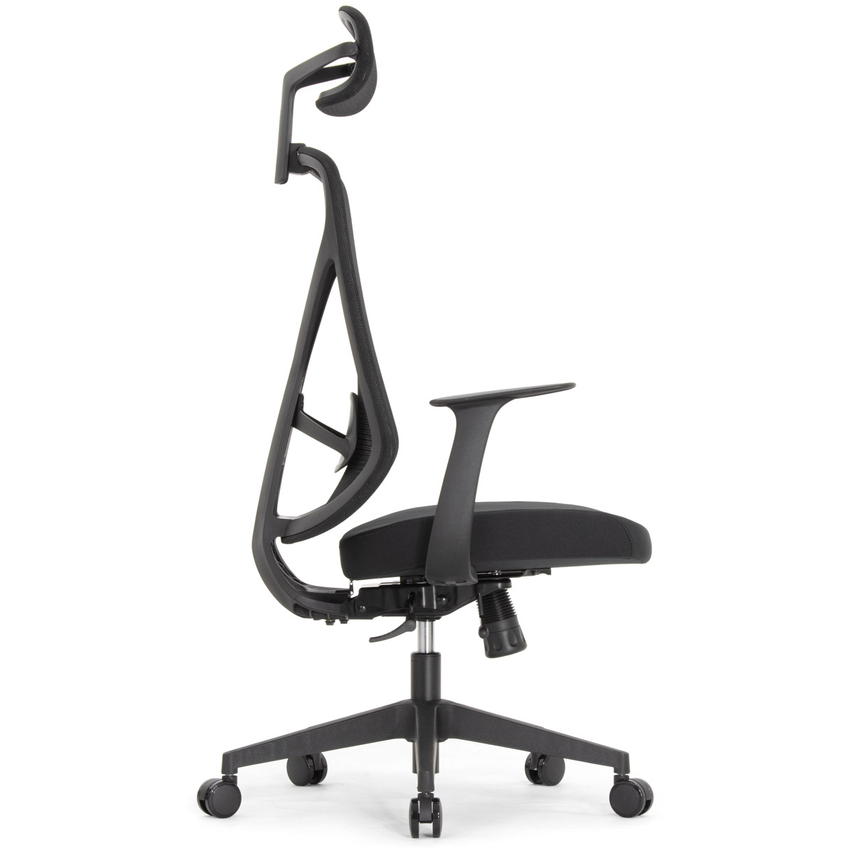 Эргономичное кресло Falto Kuraj (поясничный упор, сетка, ткань, чёрный)