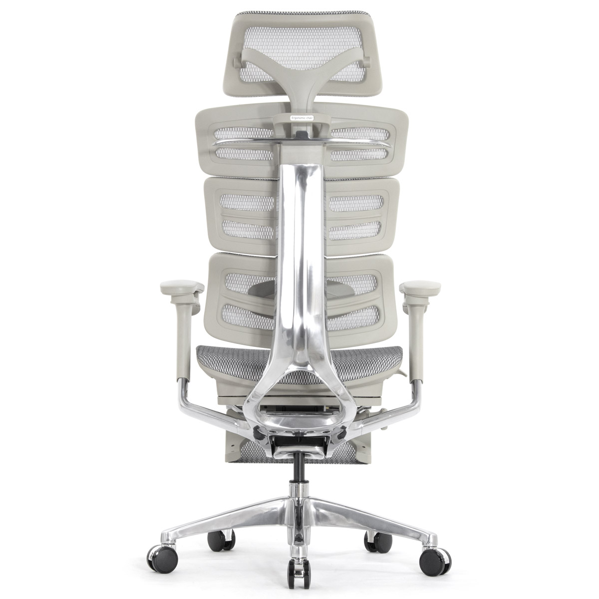 Эргономичное кресло Falto Evolution с подножкой (тихие вставки, управление на подлокотниках, сетка, серый)