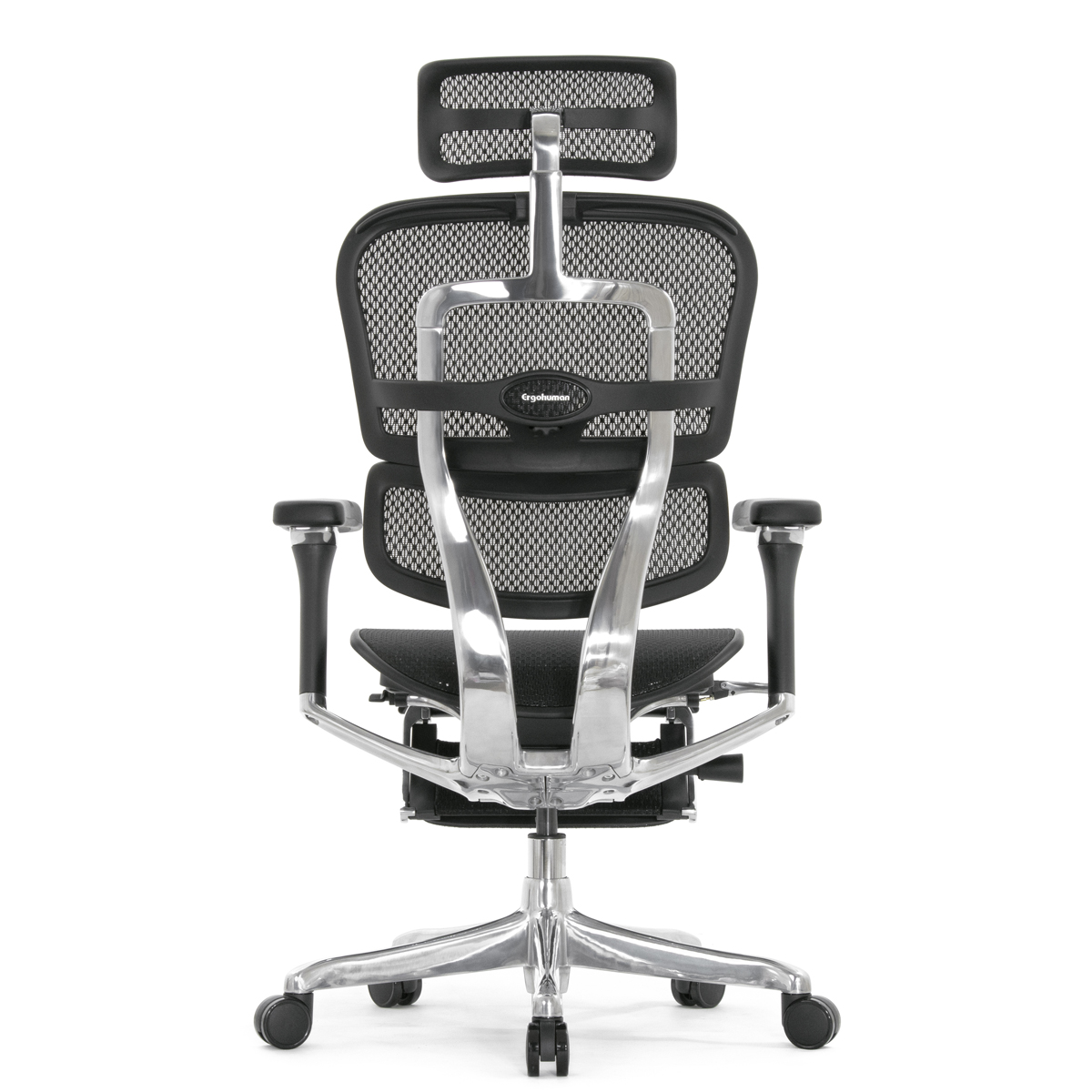 Эргономичное кресло Falto Ergohuman 2 Luxury с подножкой (SmartWork, алюминий, наклон вперёд, сетка, чёрный)