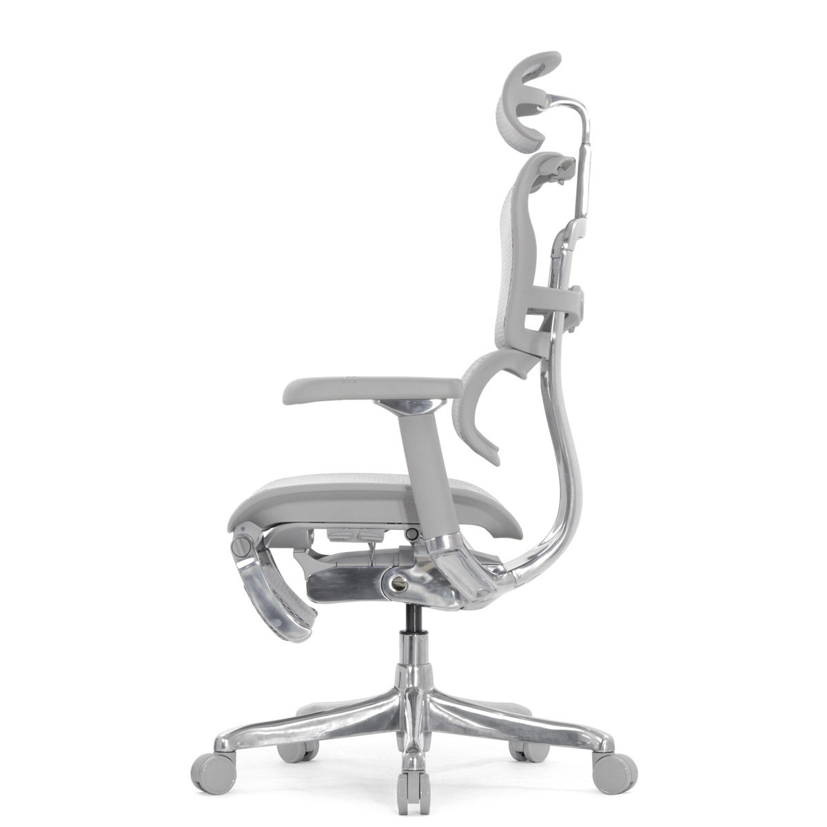 Эргономичное кресло Falto Ergohuman 2 Luxury с подножкой (SmartWork, алюминий, наклон вперёд, сетка, серый)