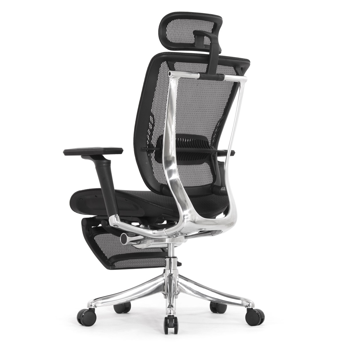 Эргономичное кресло Falto Spring 2 с подножкой (поясничный валик, подлокотники 6D (360), сетка, чёрный)