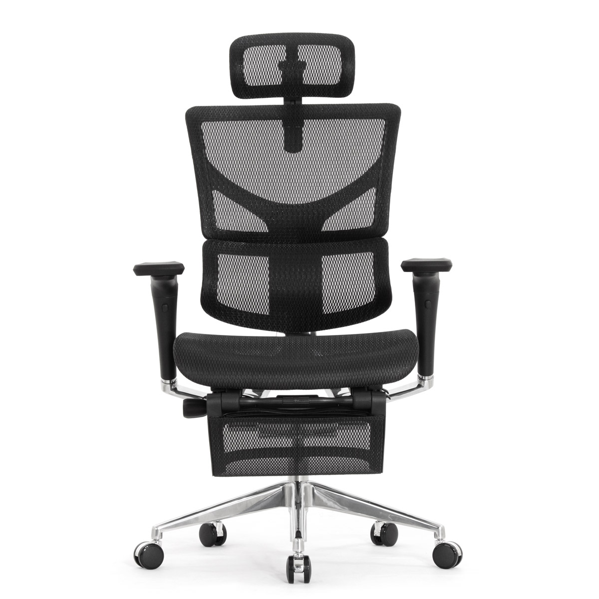 Эргономичное кресло Falto Sail 2 с подножкой (динамичный поясничный упор, подлокотники 6D (360), сетка, чёрный)