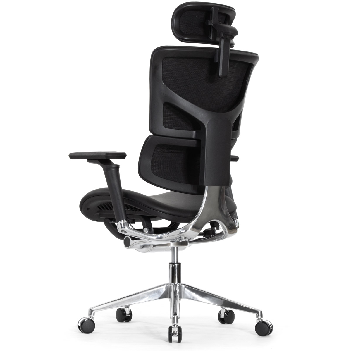 Эргономичное кресло Falto Leater Premium SL (динамичный поясничный упор, натуральная кожа, чёрный)