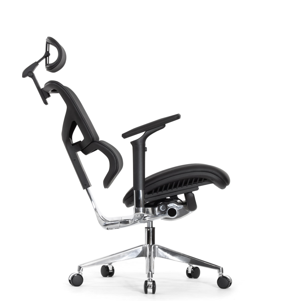 Эргономичное кресло Falto Leater Premium SL (динамичный поясничный упор, натуральная кожа, чёрный)