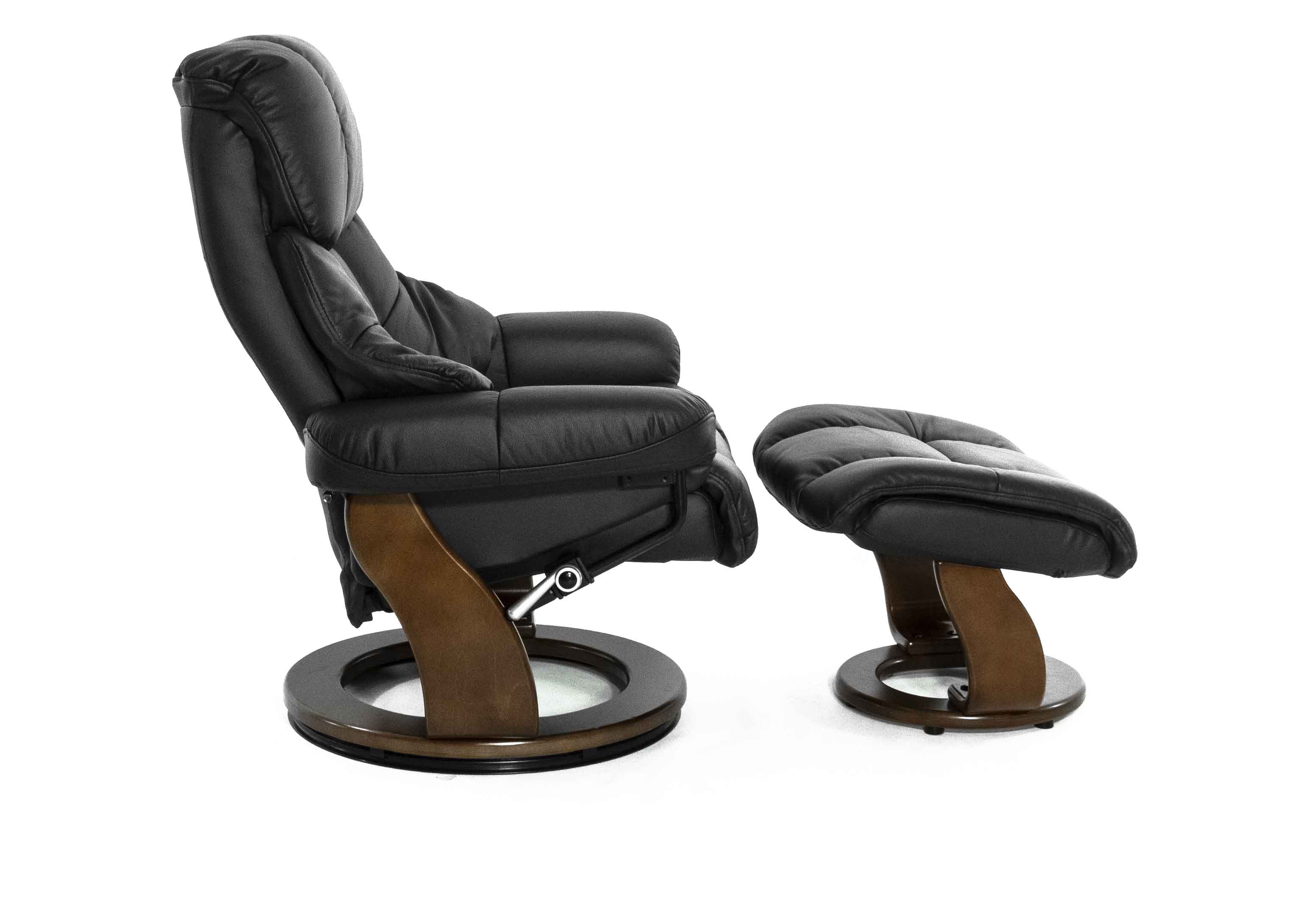 Кресло-реклайнер Falto Lux (оттоманка, натуральная кожа, чёрный)