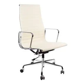 Эргономичное кресло Eames HB Ribbed Office Chair EA 119, кремовая кожа