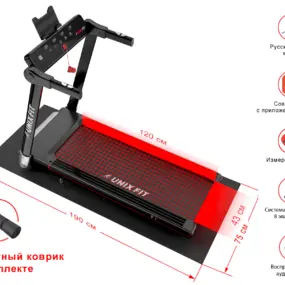 Беговая дорожка Unix Fit Hi-tech F1 Dark Storm