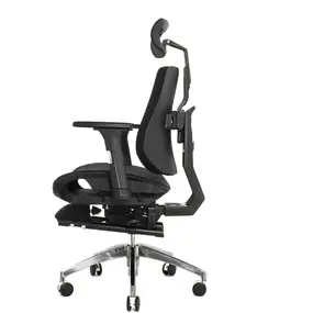 Ортопедическое кресло Falto BIONIC COMBI FOOTREST RELAX AMS-158A (черный каркас / обивка сетка  BLACK) с подножкой