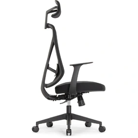 Эргономичное кресло Falto Kuraj (поясничный упор, сетка, ткань, чёрный)