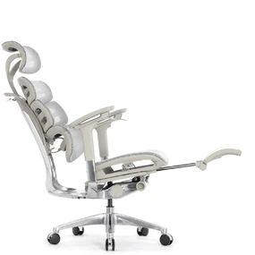 Эргономичное кресло Falto Evolution с подножкой (тихие вставки, управление на подлокотниках, сетка, серый)
