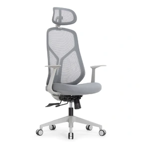Эргономичное кресло Falto КУРАЖ LUX (сетка, ткань, серый каркас, серый)