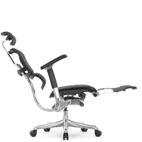 Эргономичное кресло Falto Ergohuman 2 Luxury с подножкой (SmartWork, алюминий, наклон вперёд, сетка, чёрный)