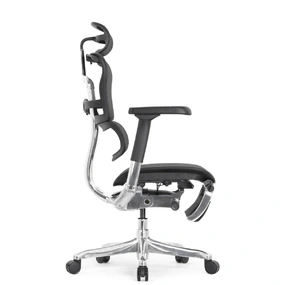 Эргономичное кресло Falto Ergohuman 2 Elite с подножкой (алюминий, наклон вперёд, сетка, чёрный)