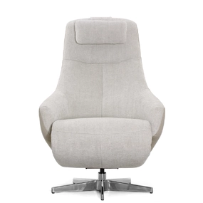 Кресло-реклайнер Falto Live (3 мотора, поясничный упор, шенилл, натуральная кожа, светлый)