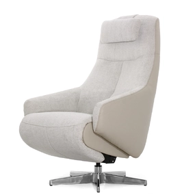 Кресло-реклайнер Falto Live (3 мотора, поясничный упор, шенилл, натуральная кожа, светлый)