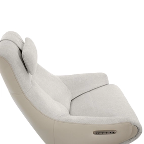 Кресло-реклайнер Falto Live (3 мотора, поясничный упор, шенилл, натуральная кожа, светлый)