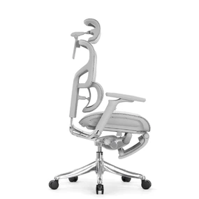 Эргономичное кресло Falto Pro 2 с подножкой (3D поясничный упор, подголовник 4D, каркас серый, белый)