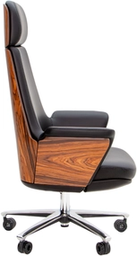 Эргономичное кресло руководителя чёрная кожа / палисандр