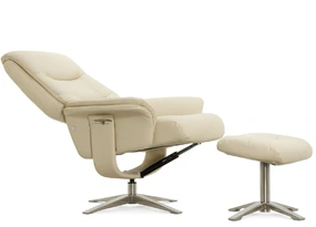 Кресло-реклайнер Falto Boss (оттоманка, натуральная кожа, бежевый)